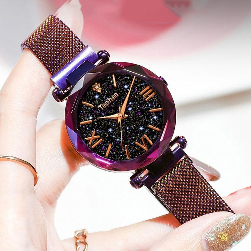 Frendorf | Luxus Damen Armbanduhren Magnetische Sternenhimmel Damen Uhr Quarz Armbanduhr Mode Damen Armbanduhr