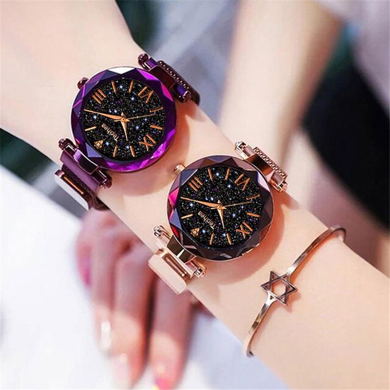 Frendorf | Luxus Damen Armbanduhren Magnetische Sternenhimmel Damen Uhr Quarz Armbanduhr Mode Damen Armbanduhr