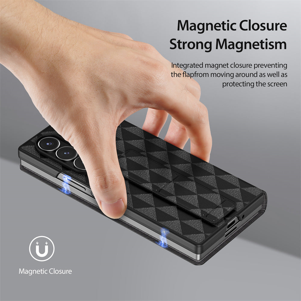 Frendorf | Luxuriöse Dreiecksmuster Magnetische PU-Leder Handyhülle mit Kartensteckplatz für Samsung Galaxy Z Fold 6