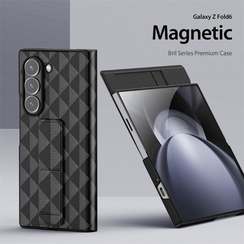 Frendorf | Luxuriöse Dreiecksmuster Magnetische PU-Leder Handyhülle mit Kartensteckplatz für Samsung Galaxy Z Fold 6