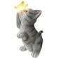 Frendorf | SolarPurr Gartenleuchte | LED-Katzenfigur mit Schmetterling | Solarbetrieben | Wetterfest | Dekoration für Außenbereiche