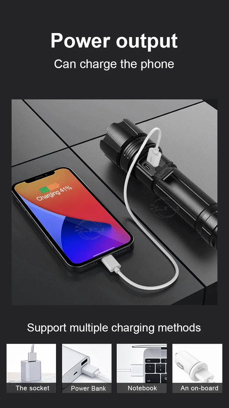 Frendorf |  LED Taschenlampe | Wiederaufladbare Taschenlampe