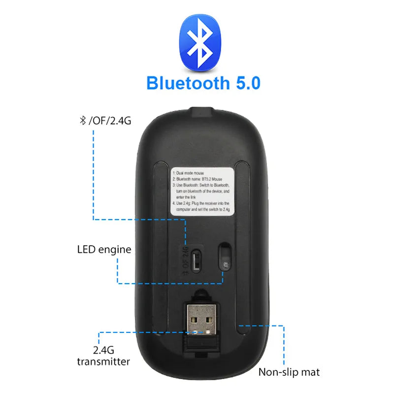 Frendorf |  Kabellose LED-Maus | Wiederaufladbare Bluetooth-Maus