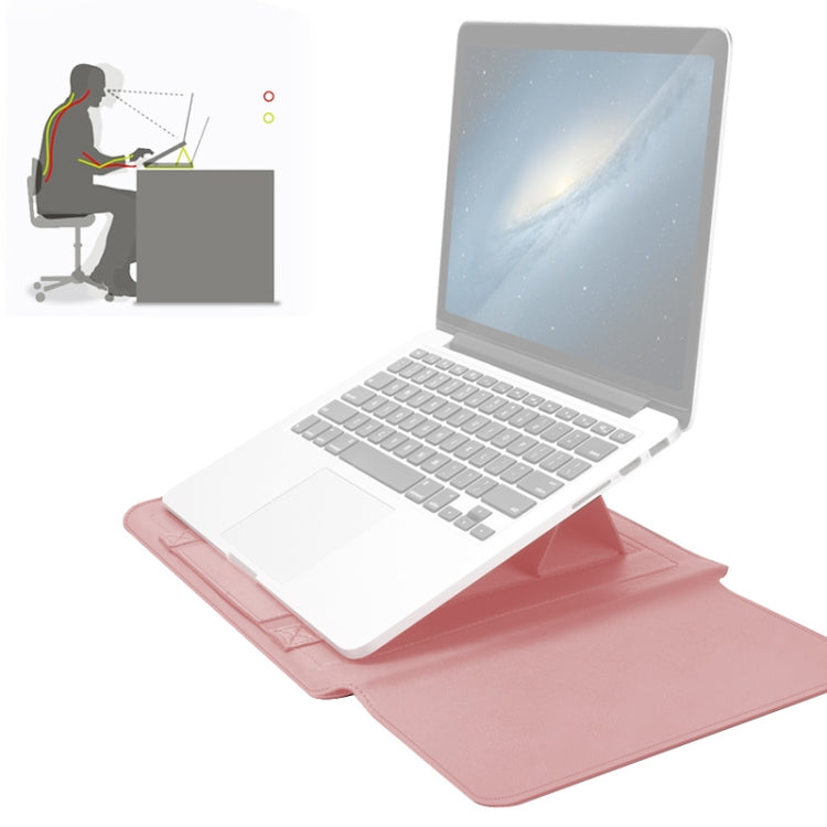 Frendorf | 4 in 1 Universal Wasserdichtes PU Leder Laptop Liner Tasche mit Griff & Ständer & Stifthalter + 2 Winder + Maus Tasche + Ladegerät Tasche Set für 11/12 Zoll Laptops (Rose Gold)
