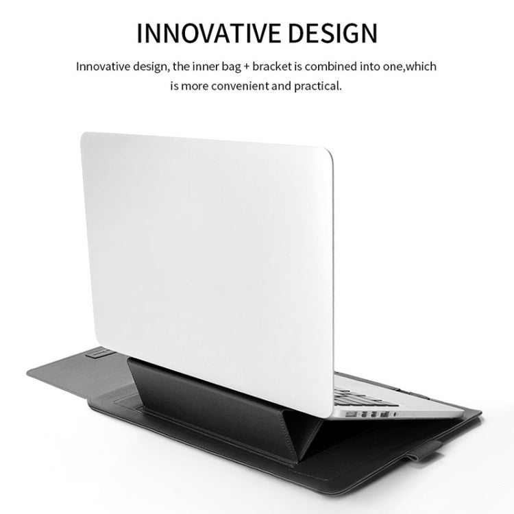 Frendorf | 4 in 1 Universal wasserdichter PU-Leder Laptop Innenbeutel mit Griff & Ständer & Stifthalter + 2 Winder + Mausbeutel + Ladegerät Beutel Set für 13 / 14 Zoll Laptops (Dunkelblau)
