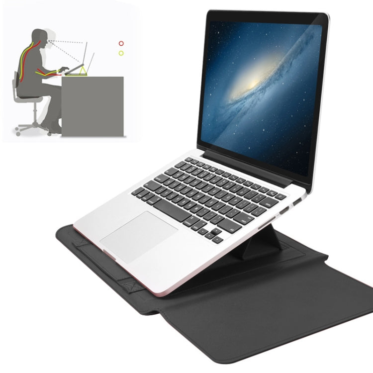 Frendorf | 4 in 1 Universal Wasserdichtes PU-Leder Laptop Liner Tasche mit Griff & Ständer & Stifthalter + 2 Aufwickler + Maustasche + Ladegerät Tasche Set für 13 / 14 Zoll Laptops (Grau)