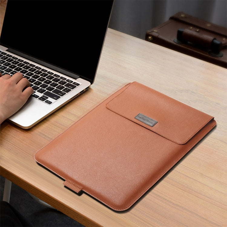 Frendorf | 4 in 1 Universal Waterproof PU Leder Laptop Liner Bag mit Griff & Ständer & Stifthalter + 2 Winder + Maus Tasche + Ladegerät Tasche Set für 13 / 14 Zoll Laptops (Rot)