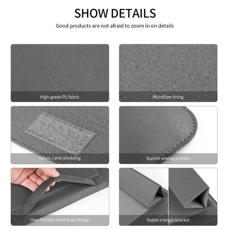 Frendorf | 4 in 1 Universal Waterproof PU Leder Laptop Liner Bag mit Griff & Ständer & Stifthalter + 2 Winder + Maus Tasche + Ladegerät Tasche Set für 13 / 14 Zoll Laptops (Rot)