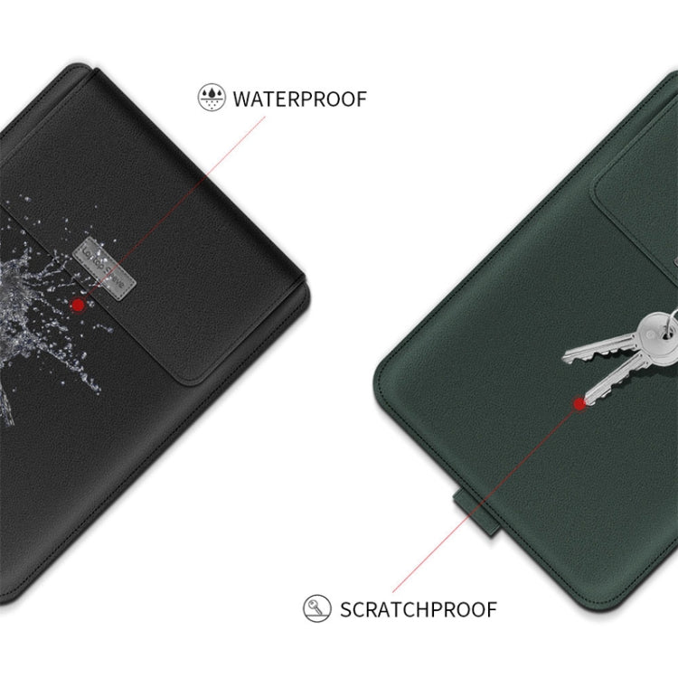 Frendorf | 4 in 1 Universal Waterproof PU Leder Laptop Liner Bag mit Griff & Ständer & Stifthalter + 2 Winder + Maus Tasche + Ladegerät Tasche Set für 13 / 14 Zoll Laptops (Rot)