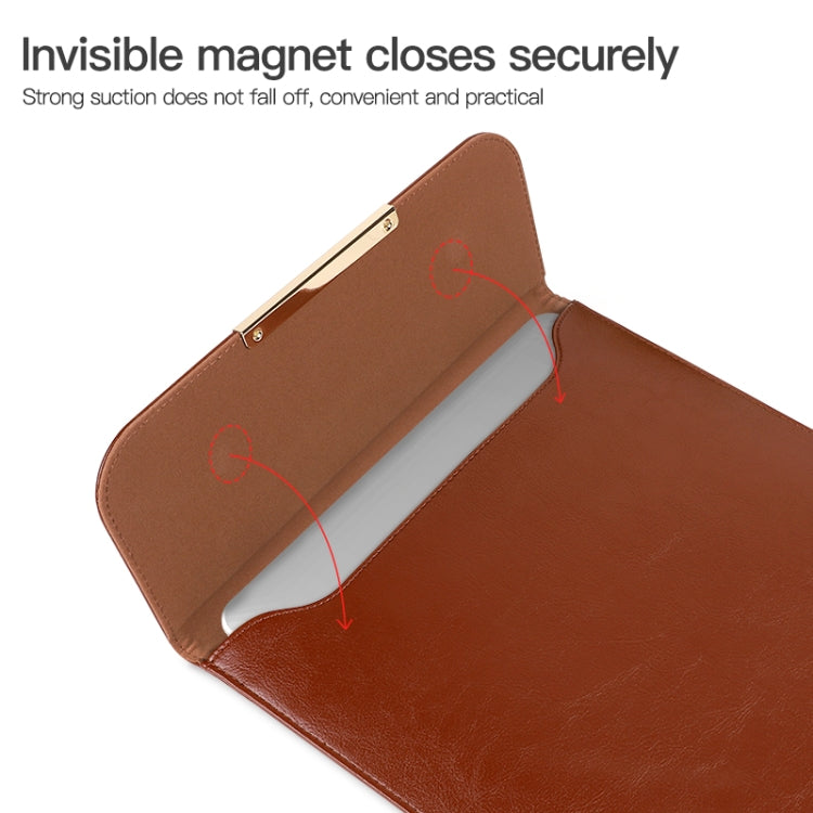 Frendorf | 13,3 Zoll Laptop 2 in 1 PU Leder Hülle Innenbeutel mit Maus Aufbewahrungstasche (Braun)