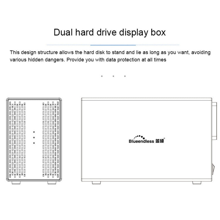 Frendorf | Blueendless USB-B-Schnittstelle 3,5 Zoll 2-Bay RAID-Kombinationsarray HDD externe Gehäuse (UK-Stecker)