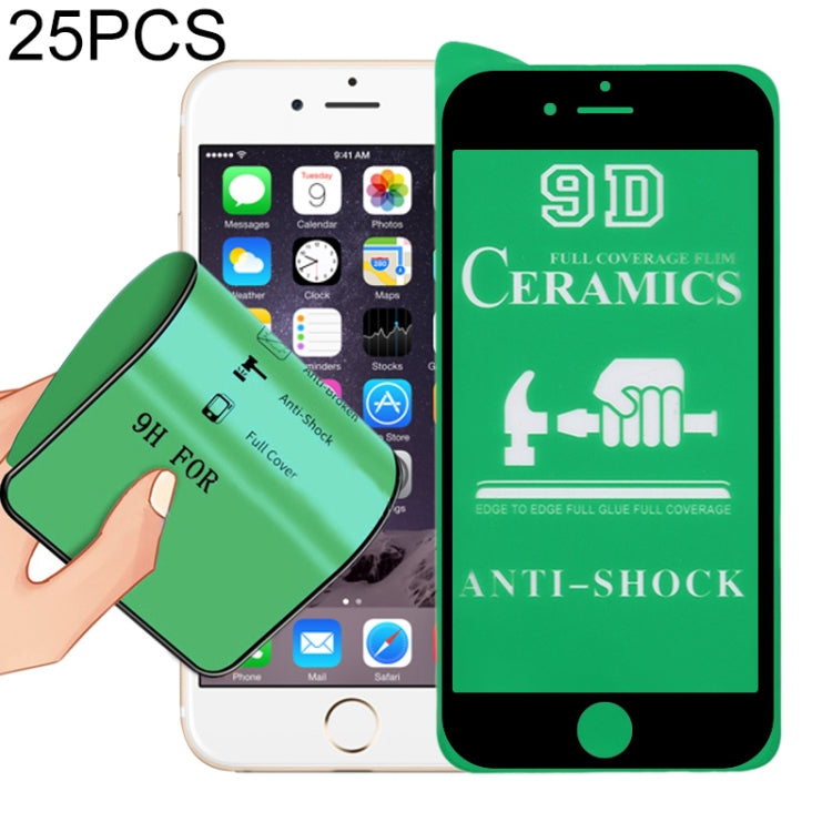 Frendorf | 25 PCS 2.5D Vollkleber Vollabdeckung Keramikfilm für iPhone 6 (Schwarz)