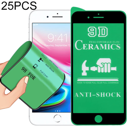 Frendorf | 25 PCS 2.5D Vollkleber Vollabdeckung Keramikfolie für iPhone 8 Plus / 7 Plus (Schwarz)