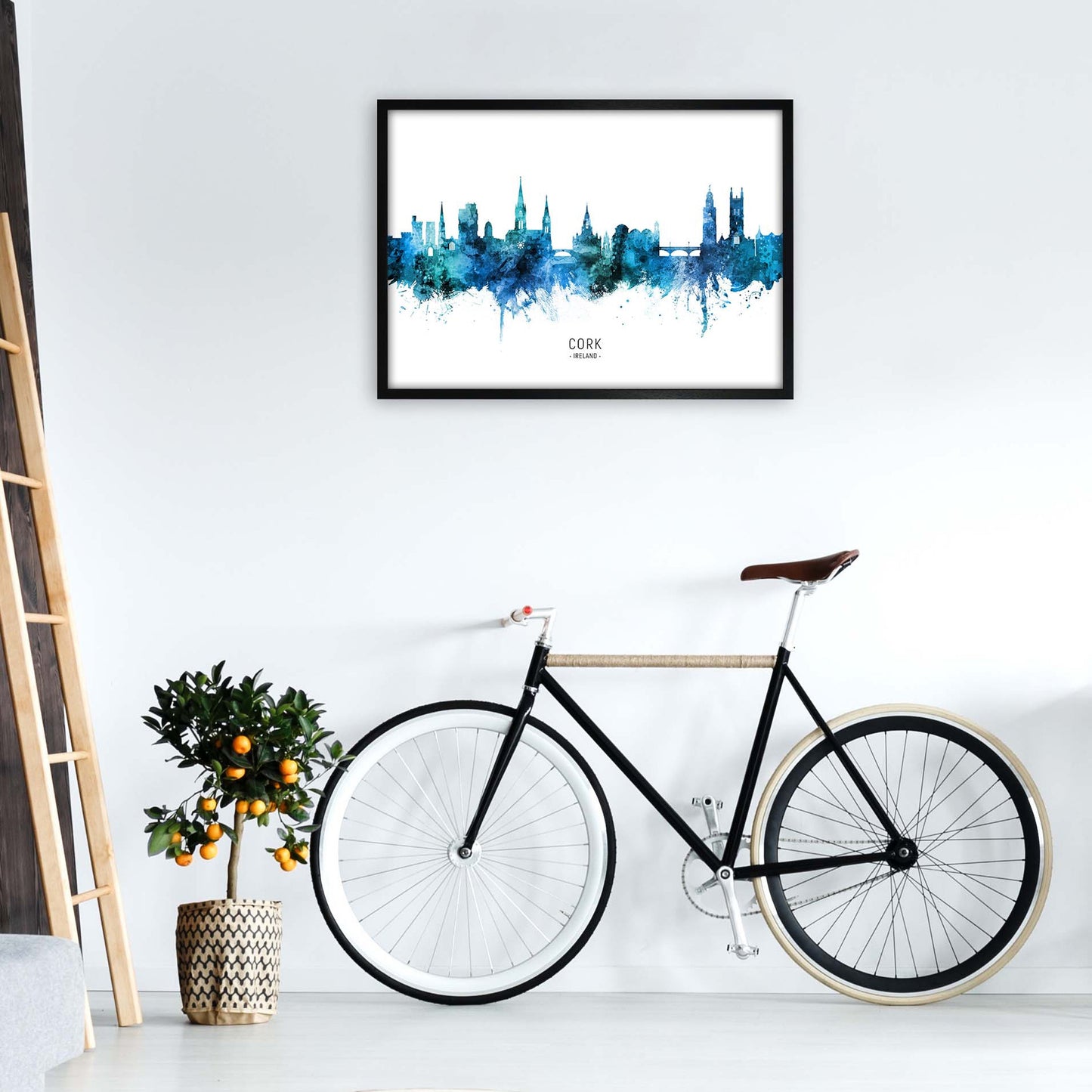 Kork Irland Skyline Blaue Stadtname Druck