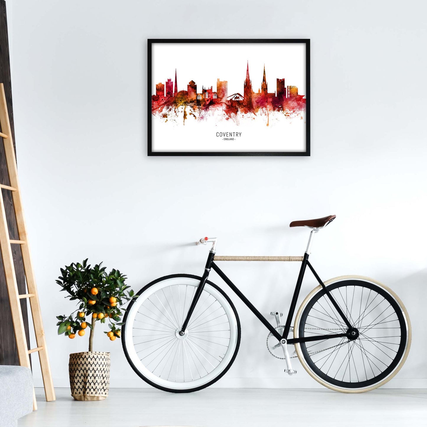 Coventry England Skyline Rote Stadtname