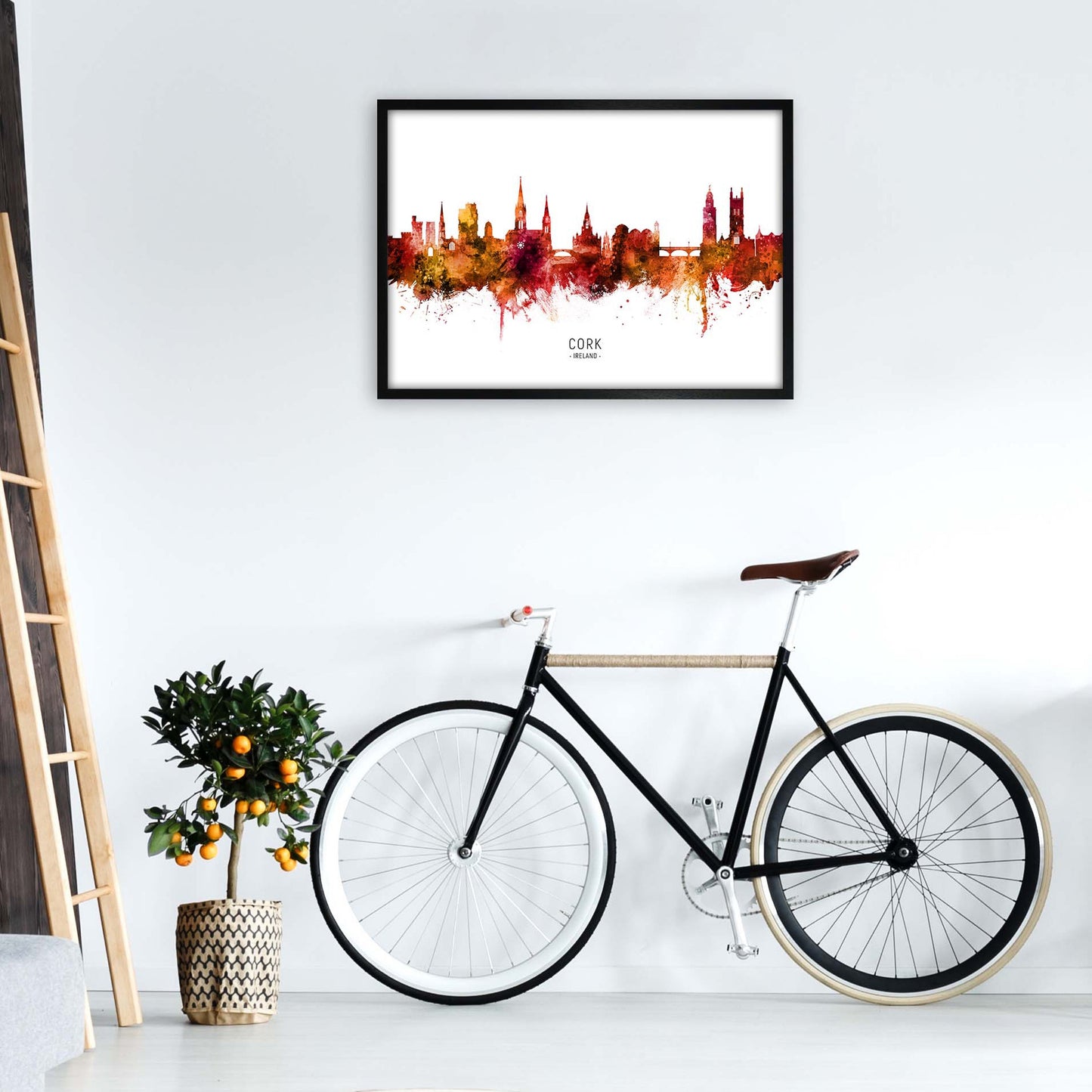 Kork Irland Skyline Rote Stadtname Druck