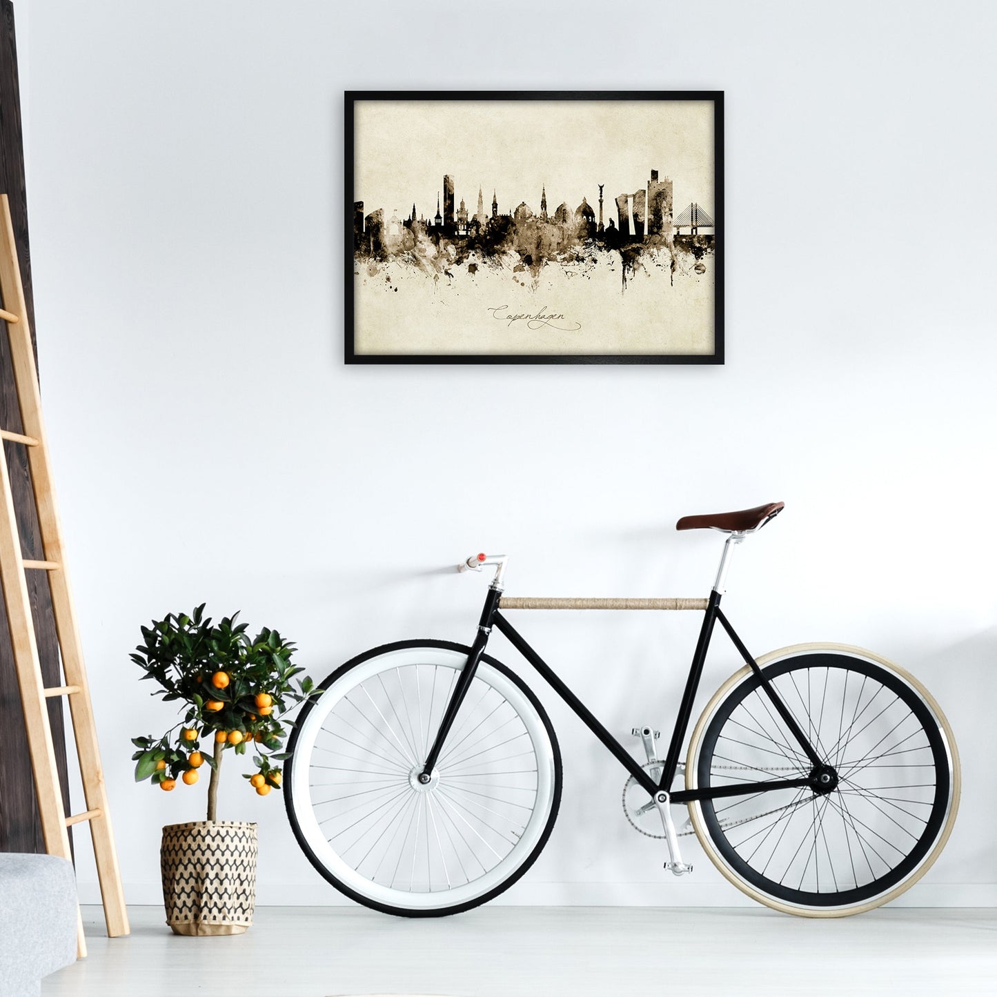 Kopenhagen Dänemark Skyline Vintage Kunst Druck