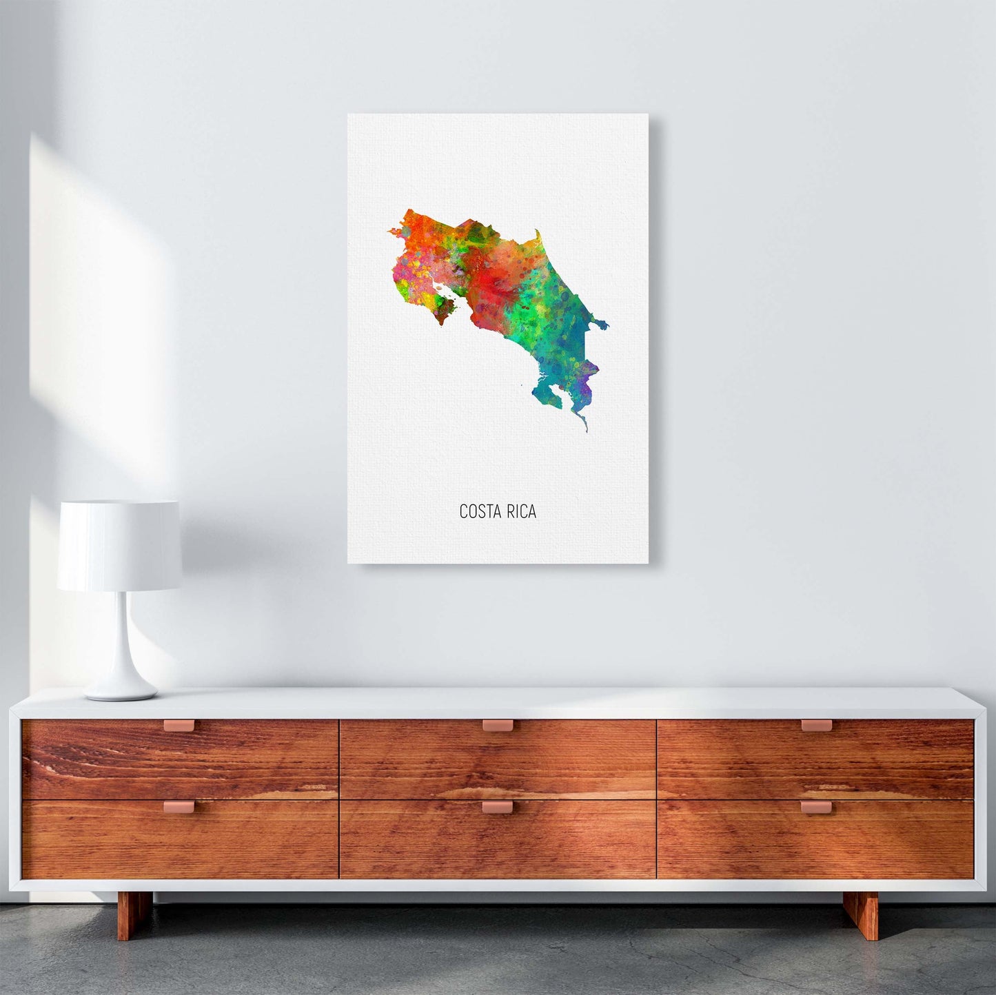 Costa Rica Aquarellkarte Kunstdruck