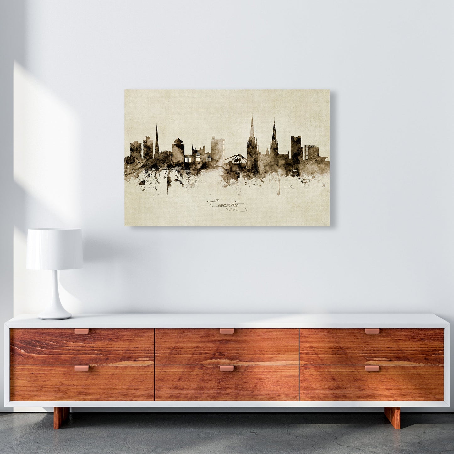 Coventry England Skyline Vintage Kunstdruck