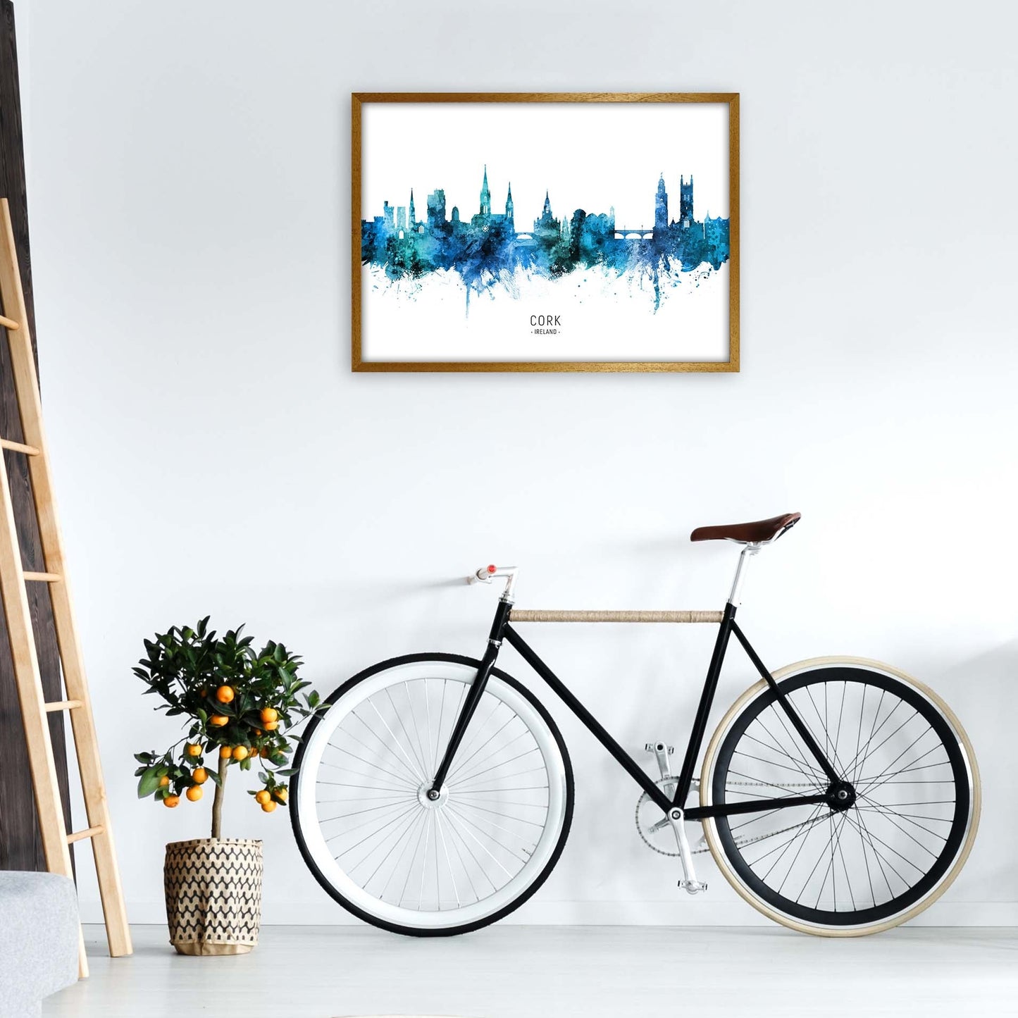 Kork Irland Skyline Blaue Stadtname Druck