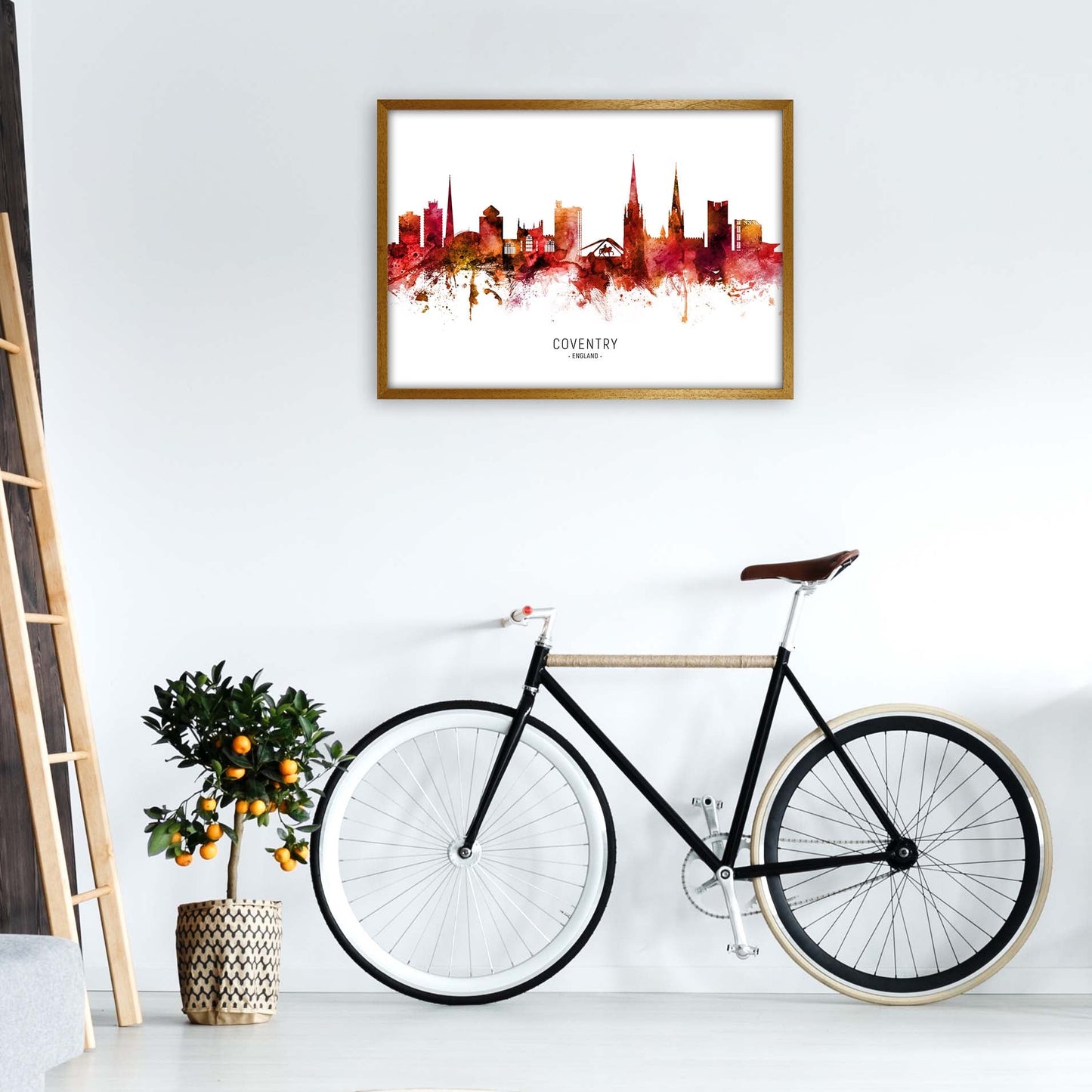 Coventry England Skyline Rote Stadtname