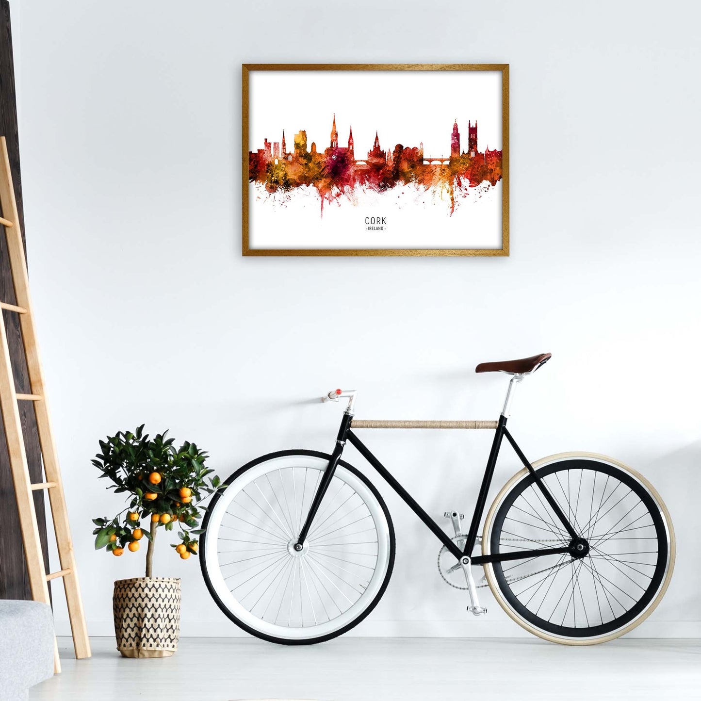 Kork Irland Skyline Rote Stadtname Druck