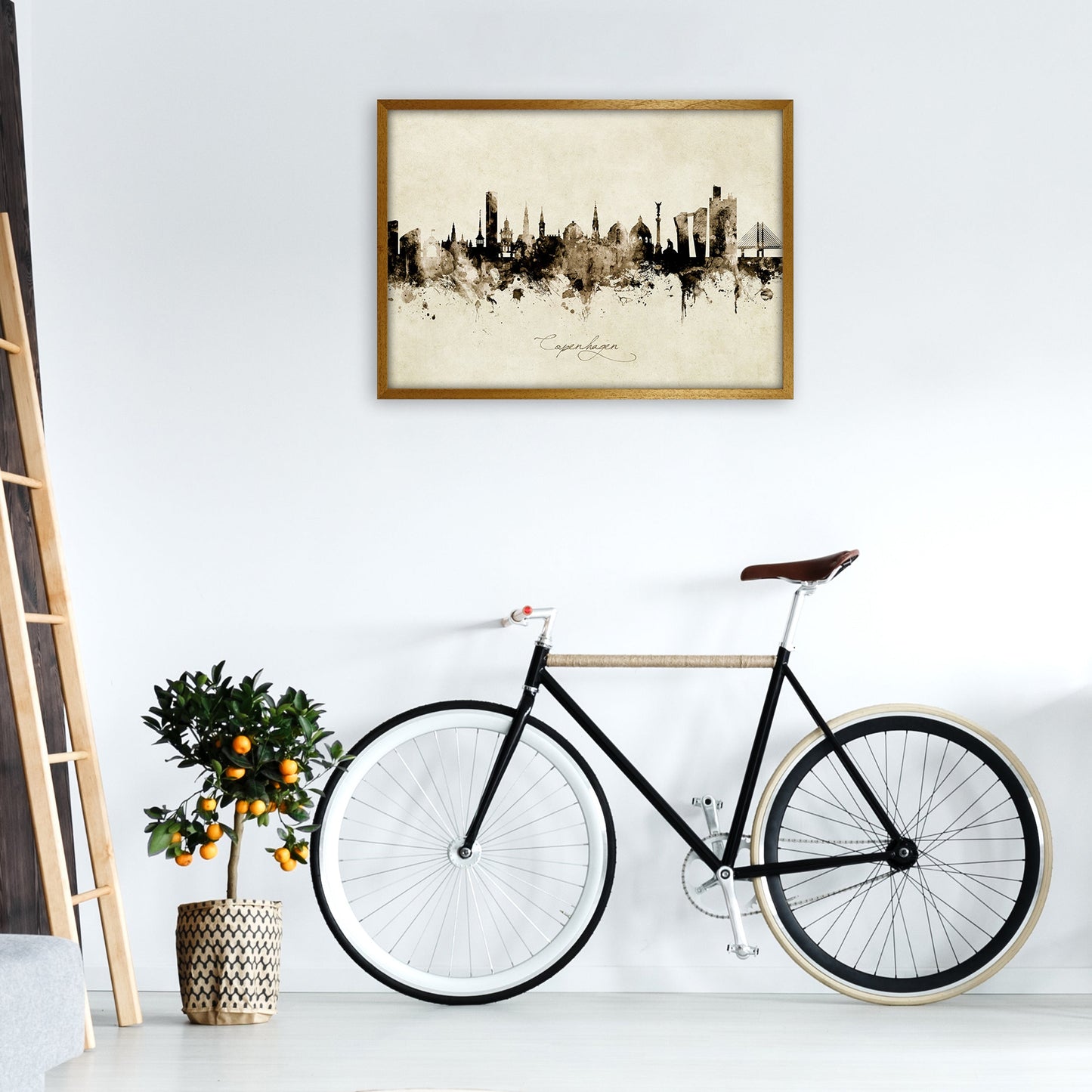 Kopenhagen Dänemark Skyline Vintage Kunst Druck