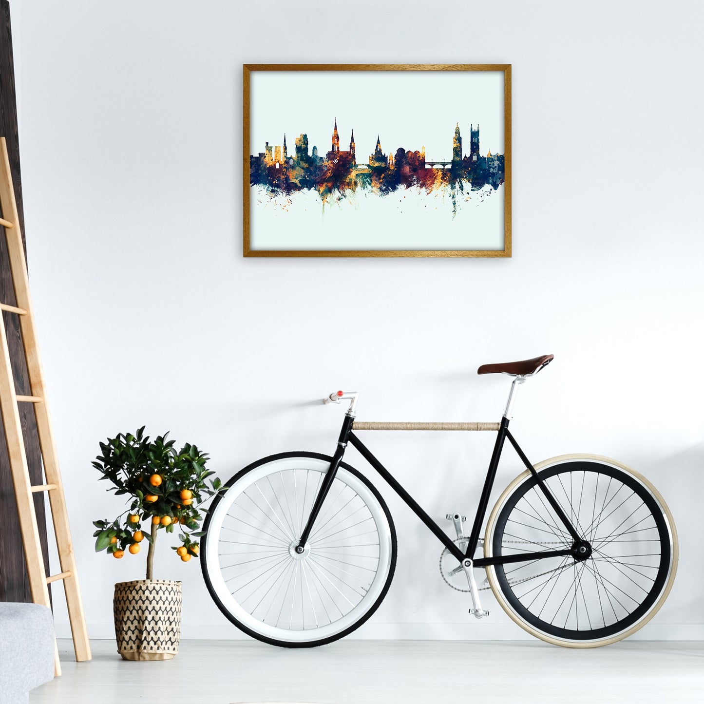 Kork Irland Skyline Blau Orange Kunstdruck