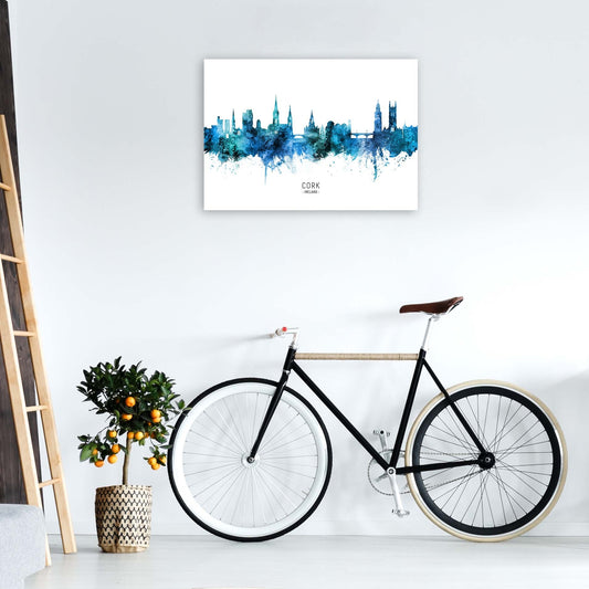 Kork Irland Skyline Blaue Stadtname Druck
