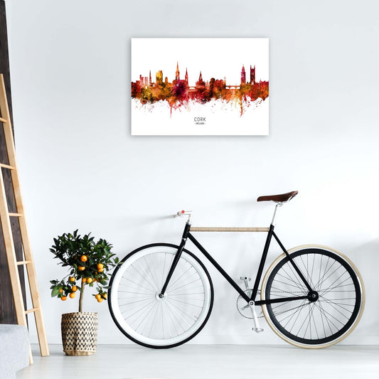Kork Irland Skyline Rote Stadtname Druck