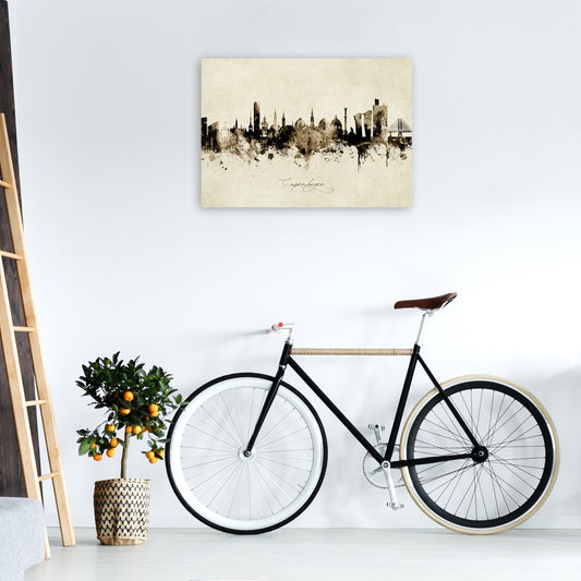 Kopenhagen Dänemark Skyline Vintage Kunst Druck