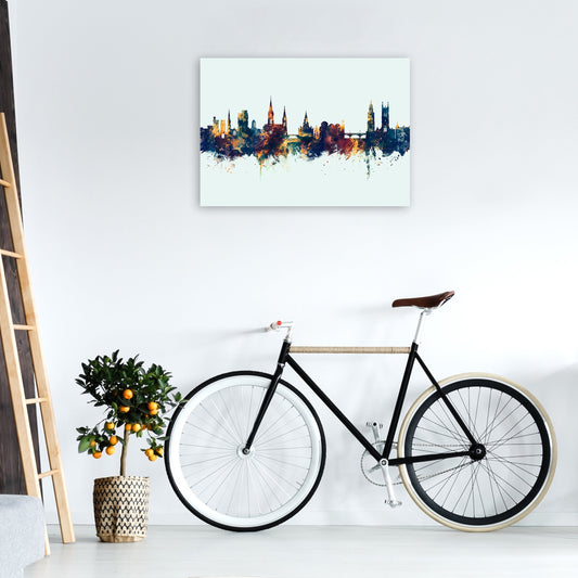 Kork Irland Skyline Blau Orange Kunstdruck
