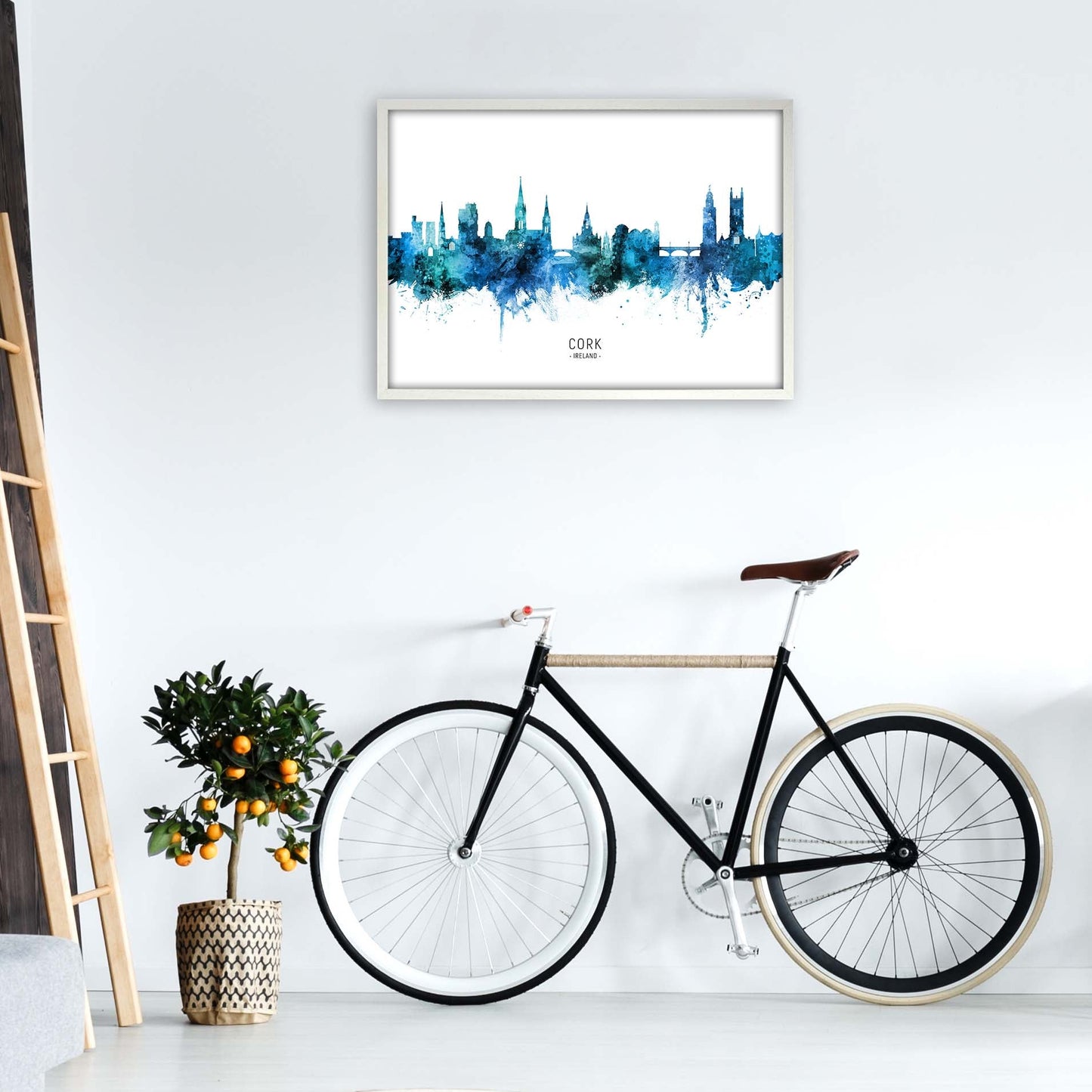 Kork Irland Skyline Blaue Stadtname Druck