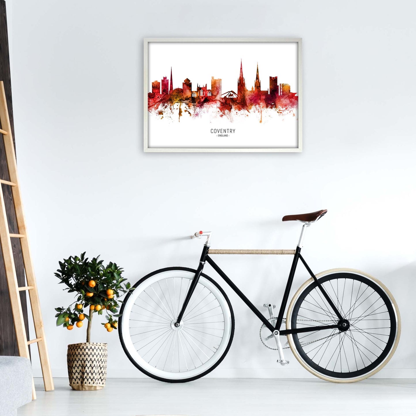 Coventry England Skyline Rote Stadtname