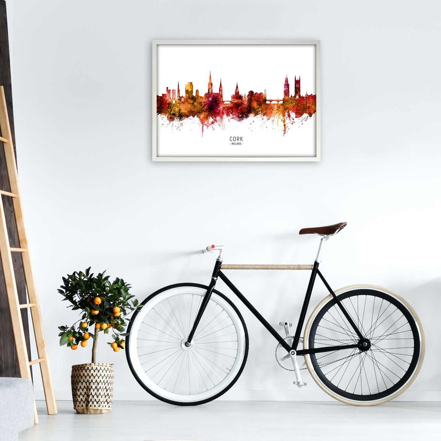 Kork Irland Skyline Rote Stadtname Druck