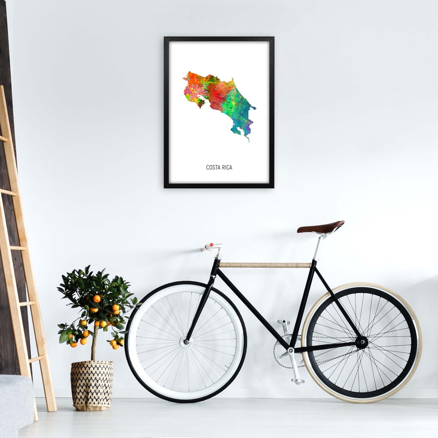 Costa Rica Aquarellkarte Kunstdruck