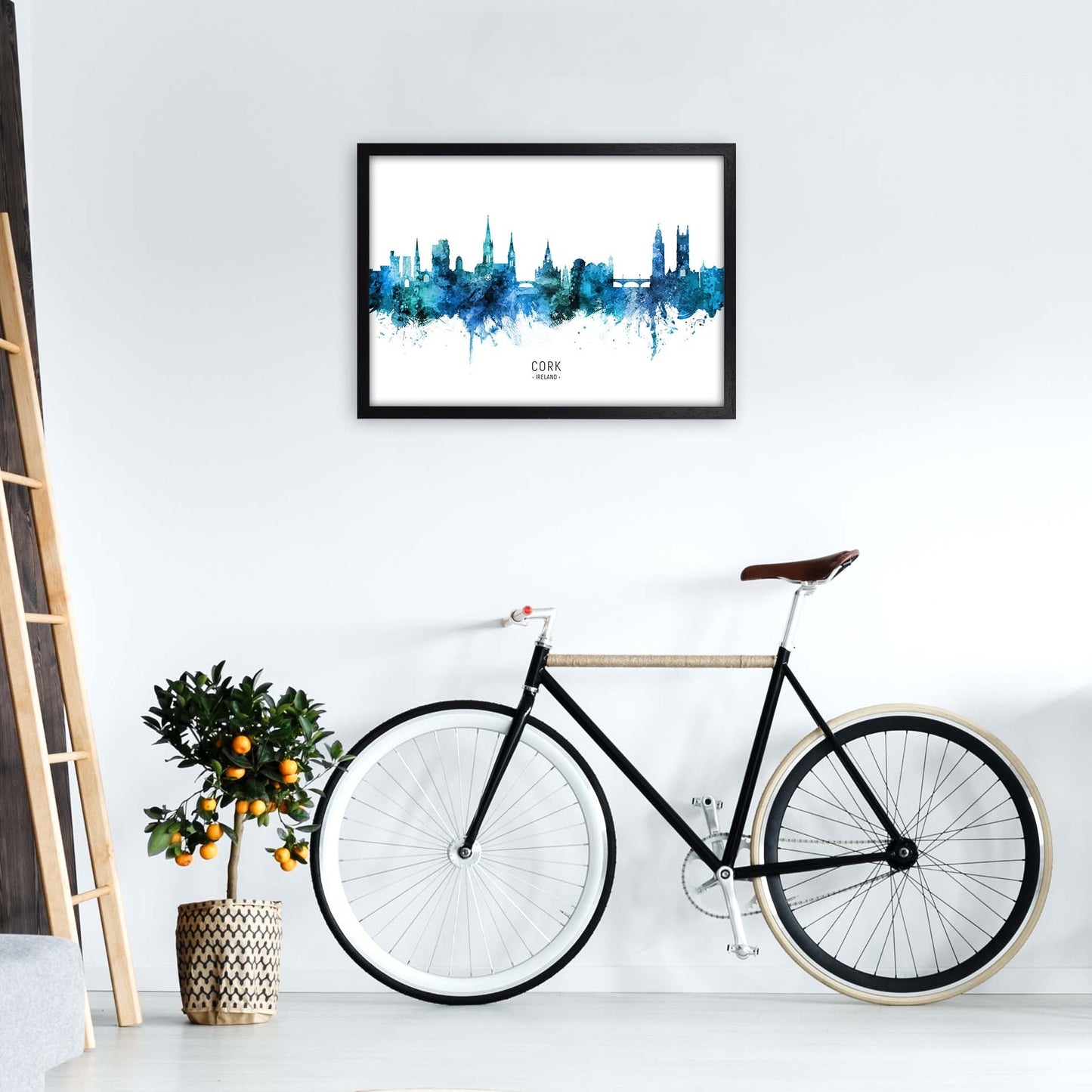 Kork Irland Skyline Blaue Stadtname Druck