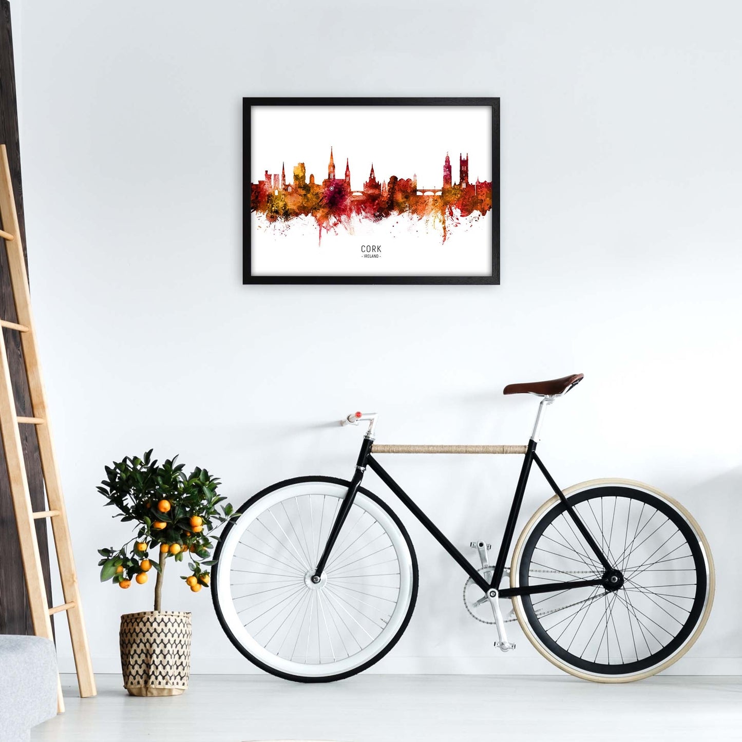 Kork Irland Skyline Rote Stadtname Druck