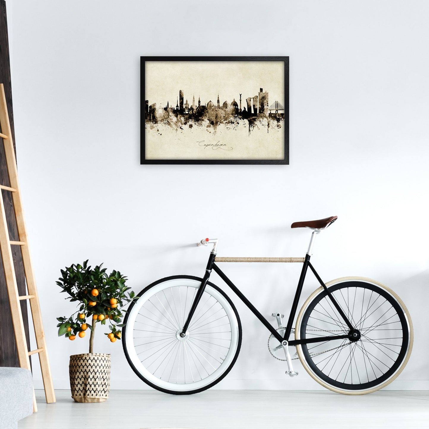 Kopenhagen Dänemark Skyline Vintage Kunst Druck