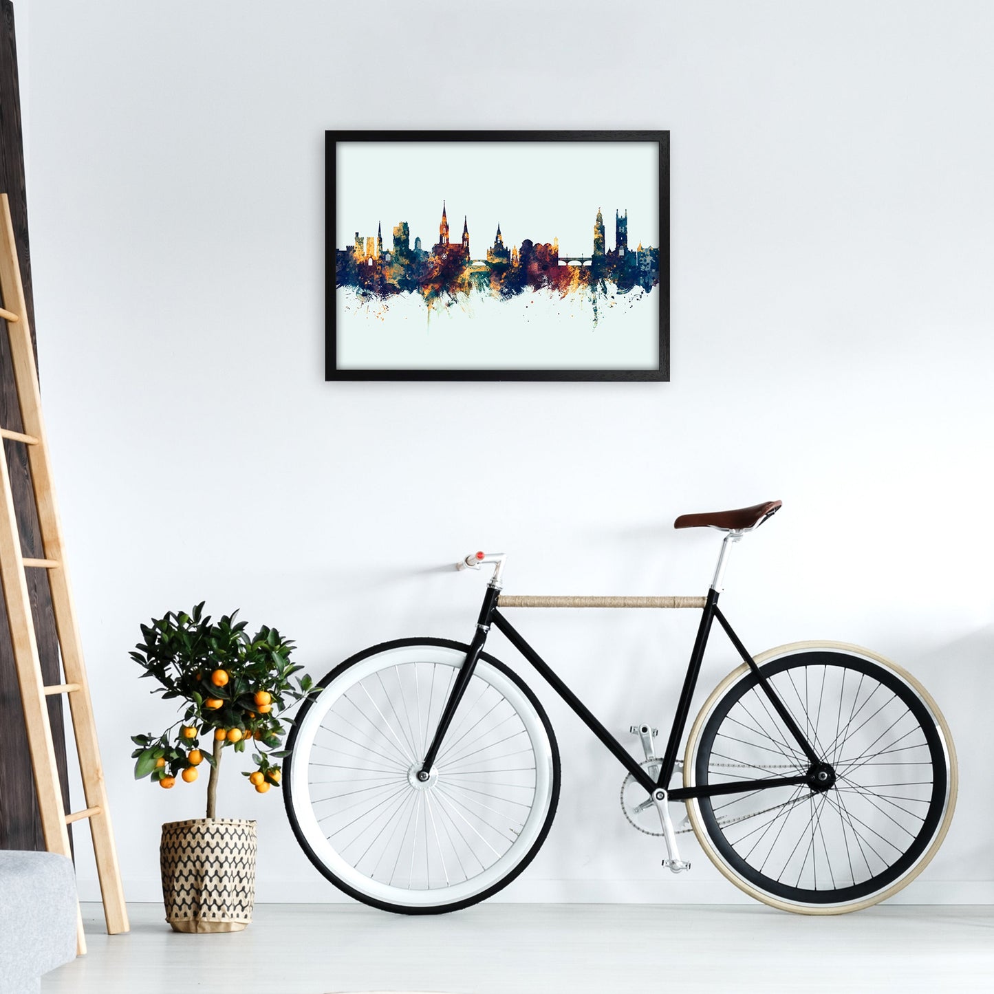 Kork Irland Skyline Blau Orange Kunstdruck