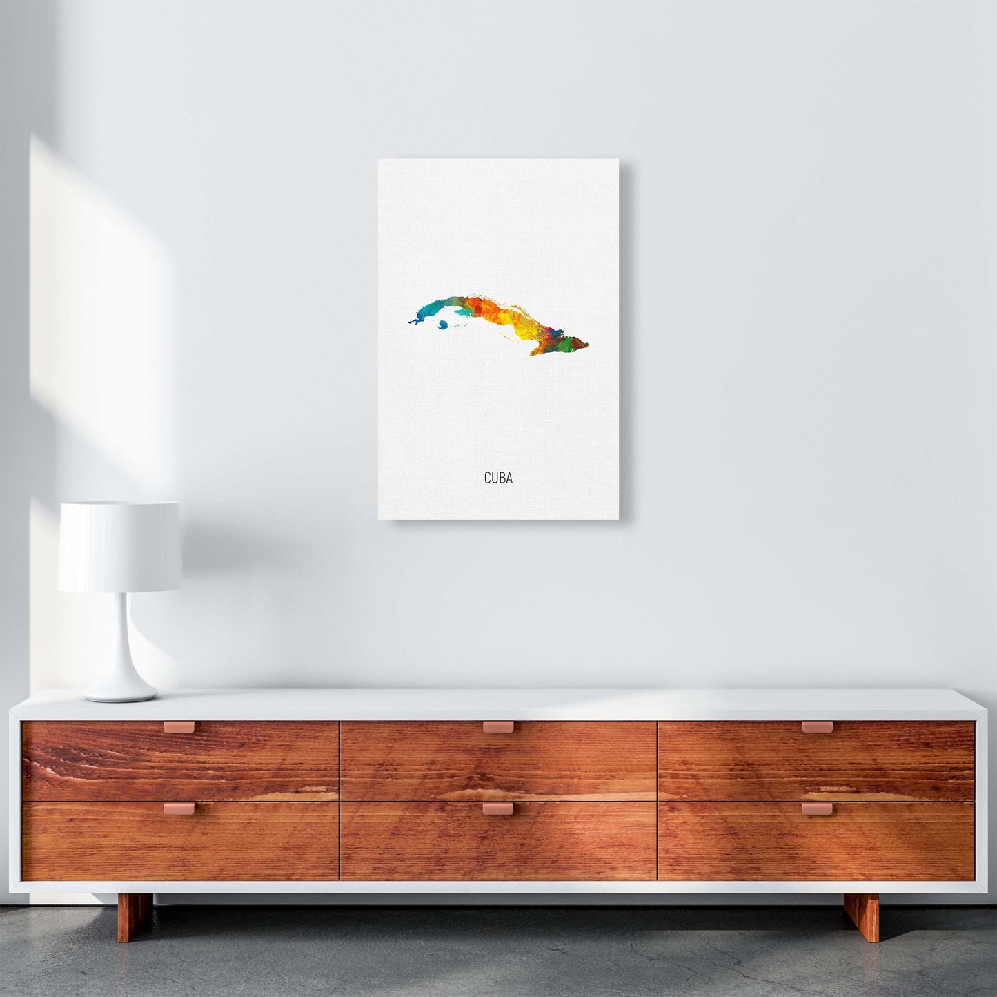 Cuba Wasserfarbenkarte Kunstdruck