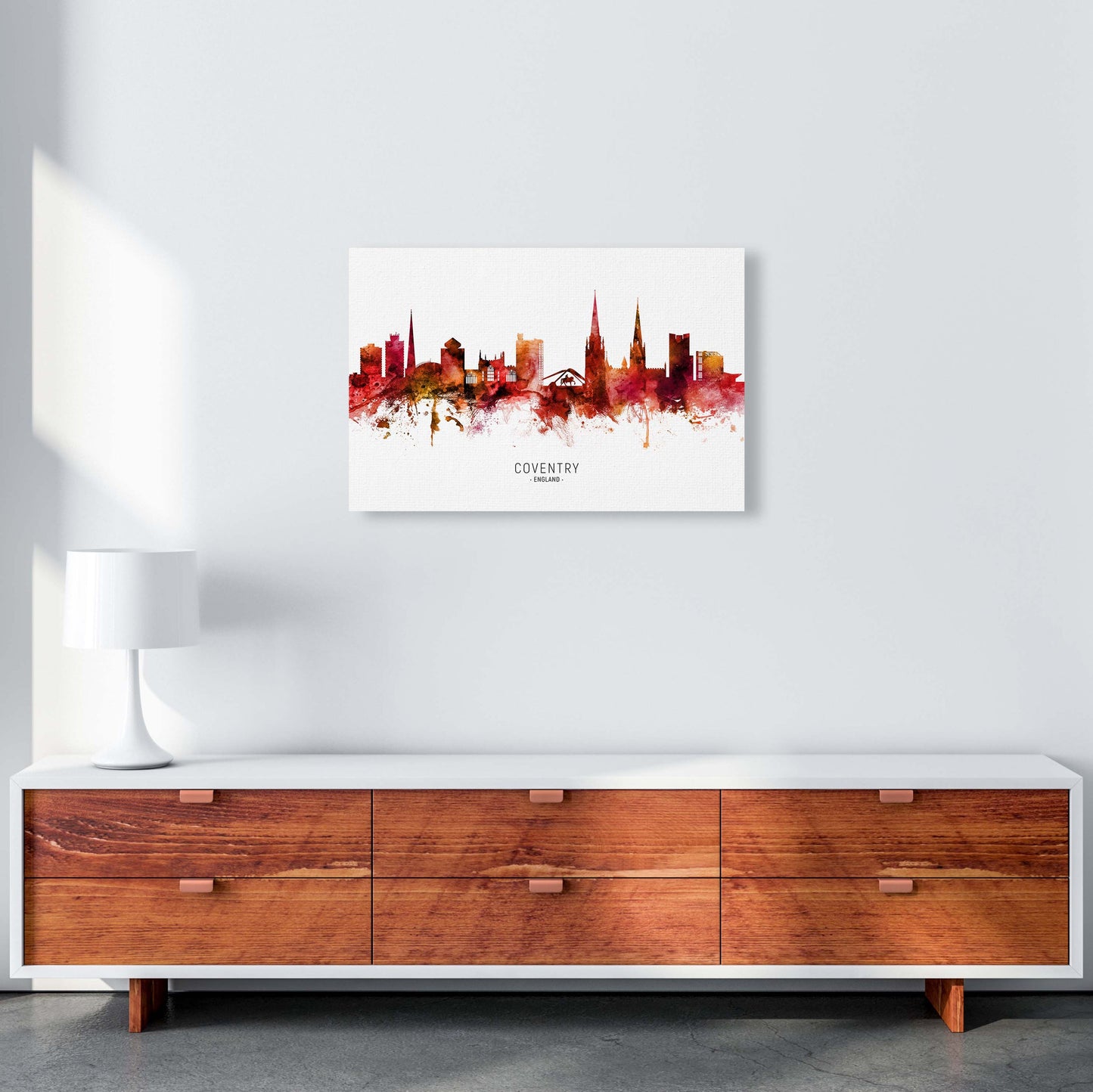 Coventry England Skyline Rote Stadtname
