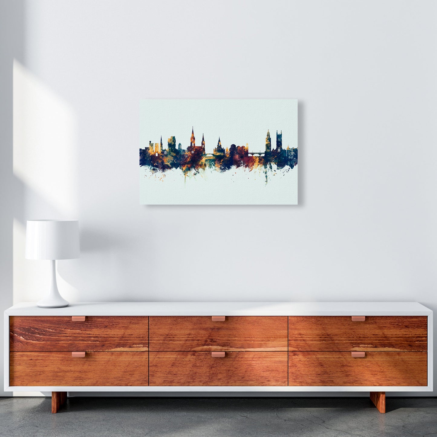 Kork Irland Skyline Blau Orange Kunstdruck