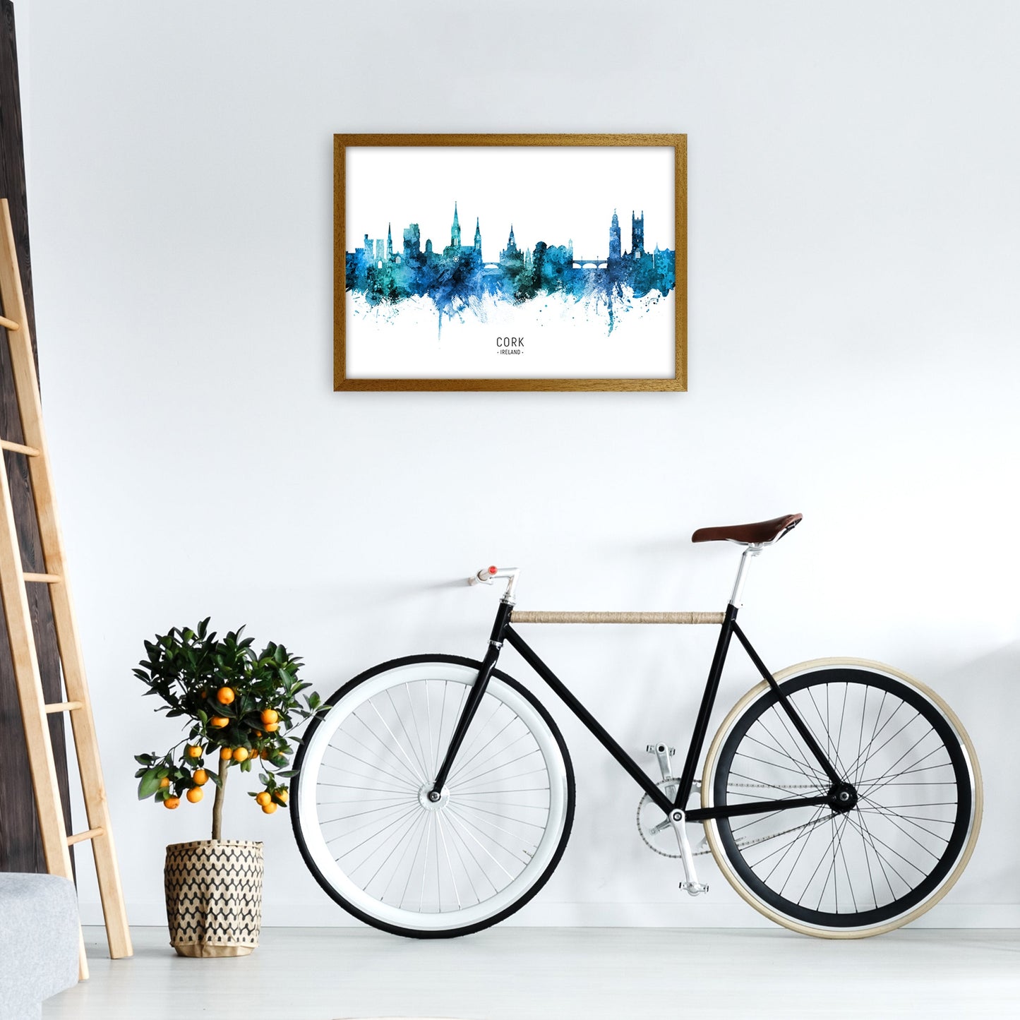 Kork Irland Skyline Blaue Stadtname Druck