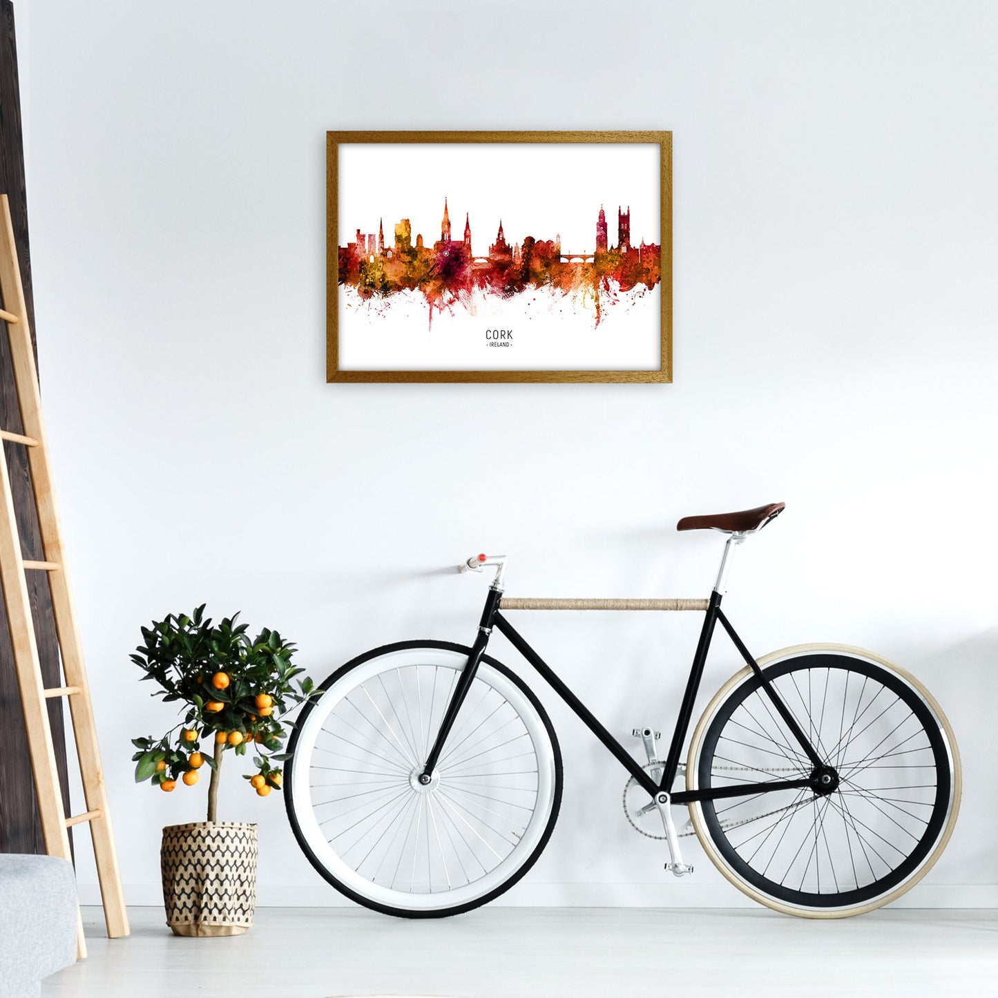 Kork Irland Skyline Rote Stadtname Druck