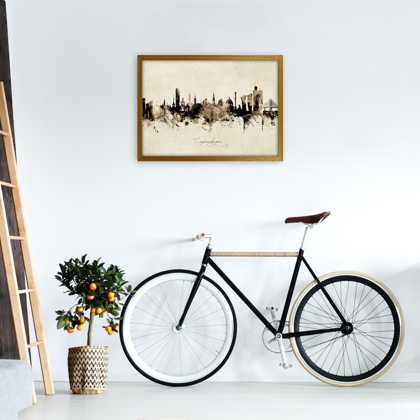 Kopenhagen Dänemark Skyline Vintage Kunst Druck