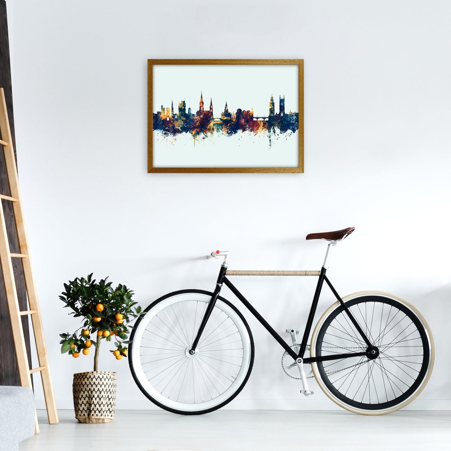 Kork Irland Skyline Blau Orange Kunstdruck