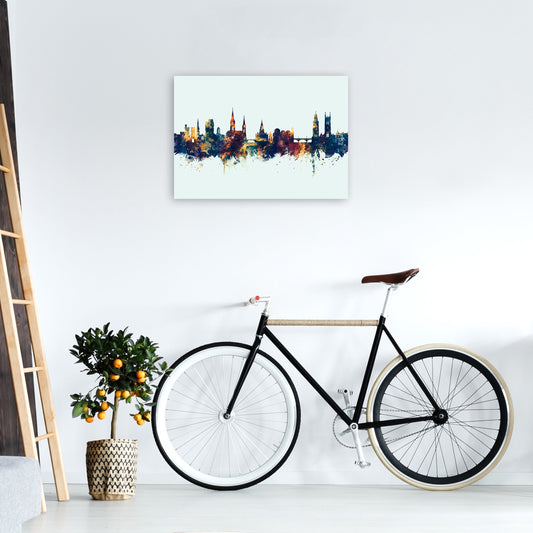 Kork Irland Skyline Blau Orange Kunstdruck