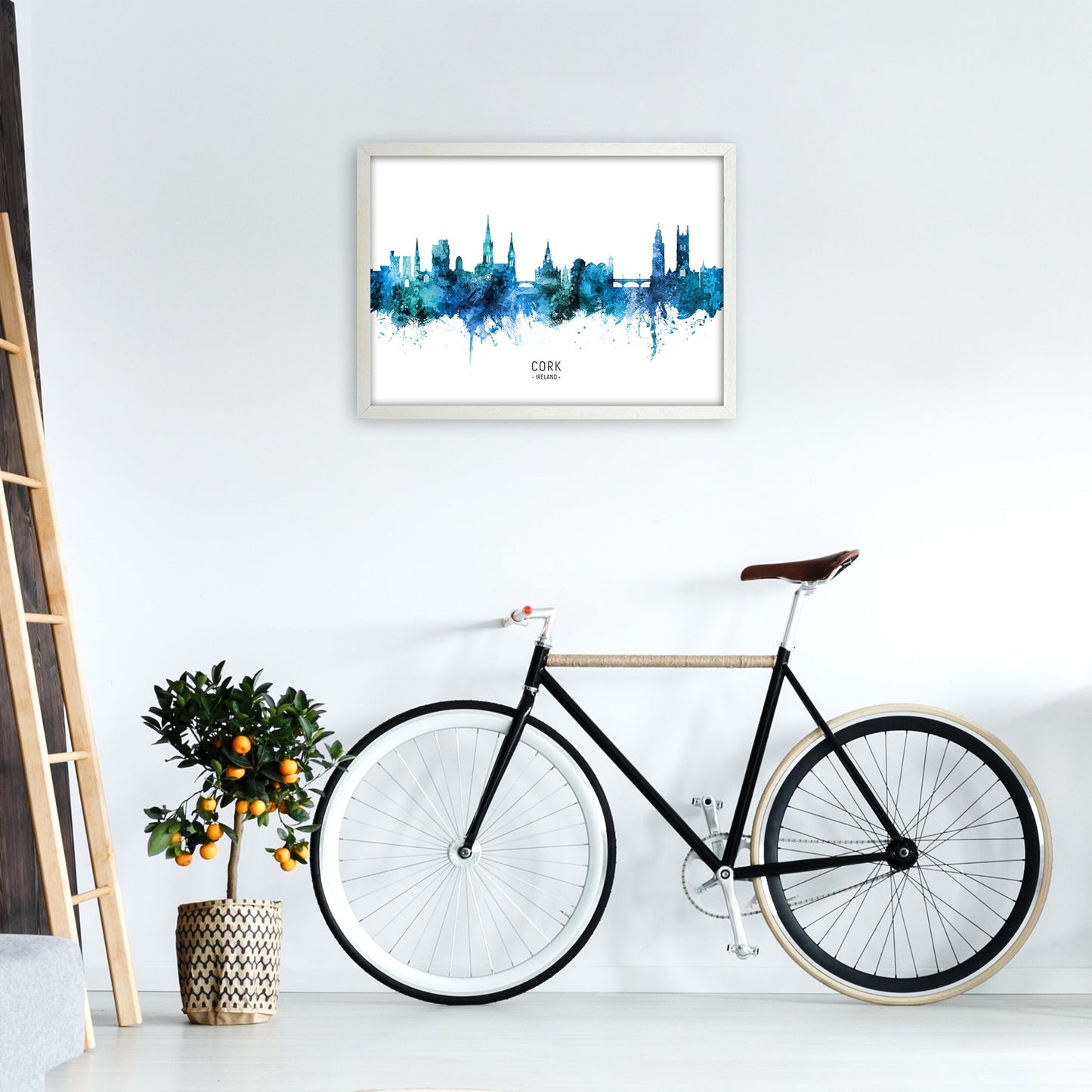 Kork Irland Skyline Blaue Stadtname Druck