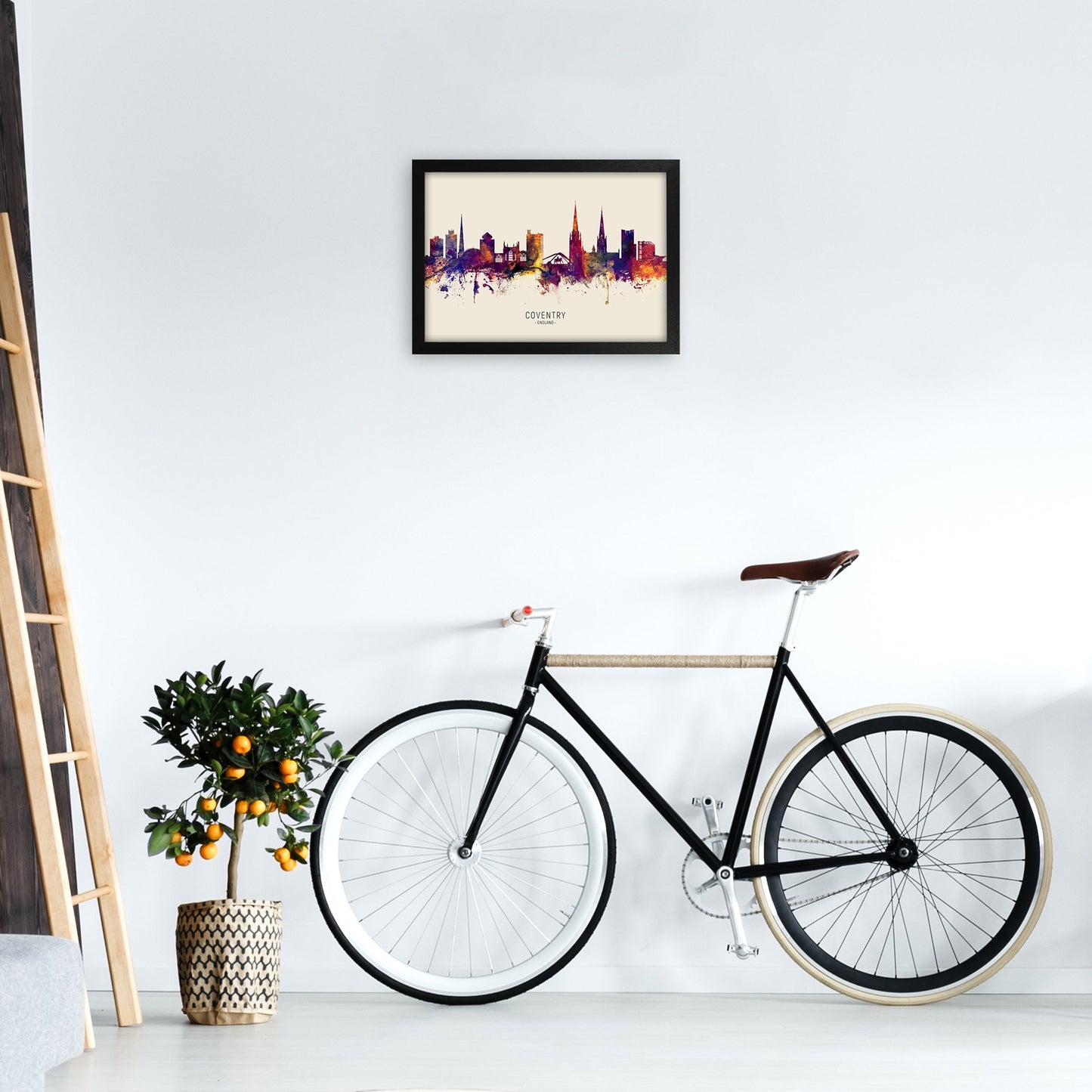 Coventry England Skyline Herbst Stadtname Kunstdruck